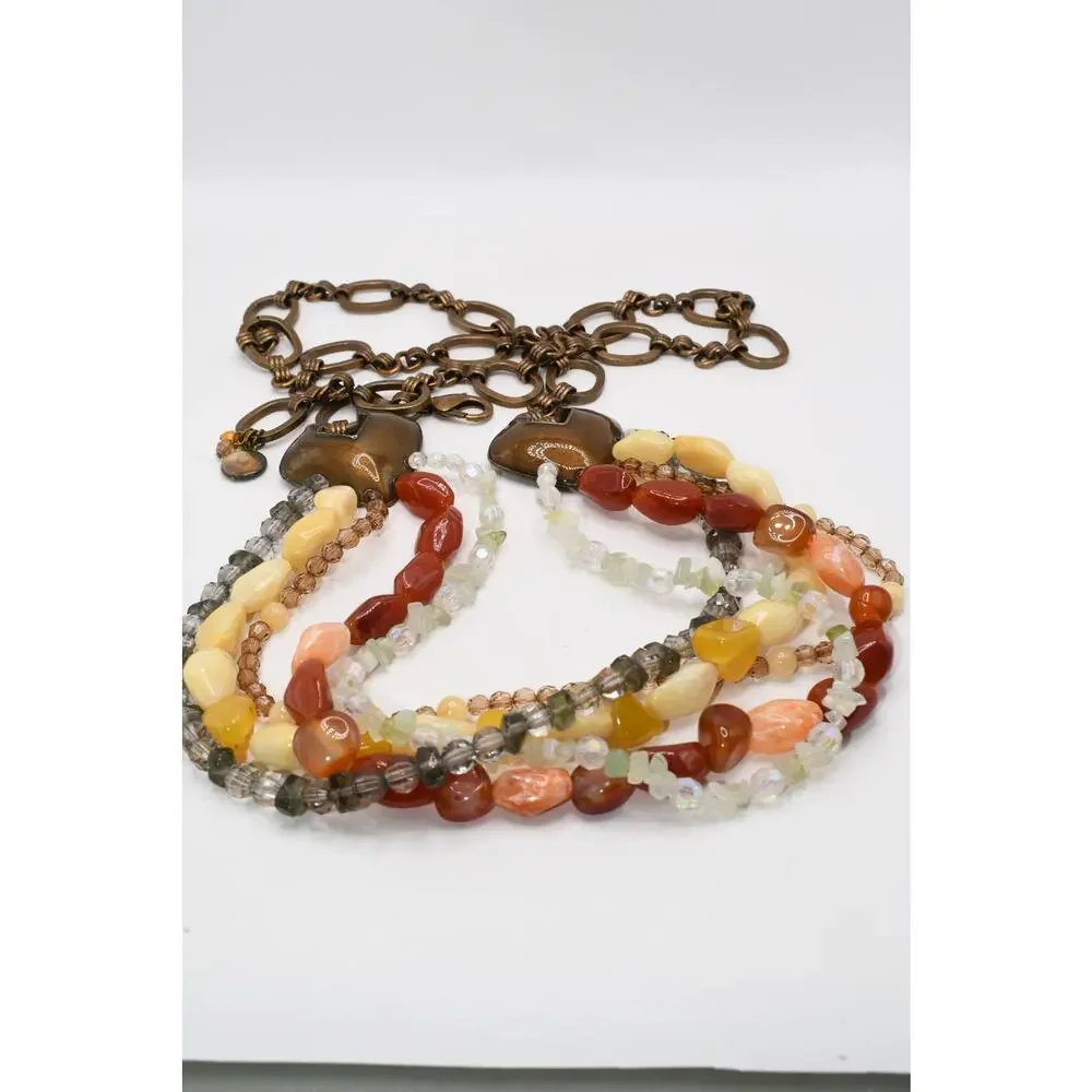 Chico’s Multi Strand Beaded Chain Belt Enamel Accents 49” Statement